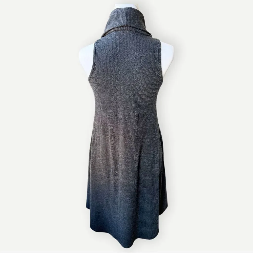 Zunie Juniors Girls Sleeveless Cowl Neck Ribbed Gray Sweater Dress. 14. NEW.